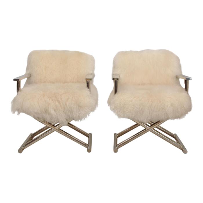 pair of restoration hardware altman tibetan wool directors chairs 8585