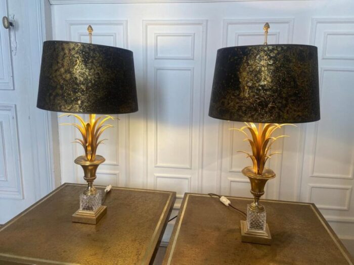 palm tree and pineapple lamps from boulanger belgium 1970s set of 2 2062