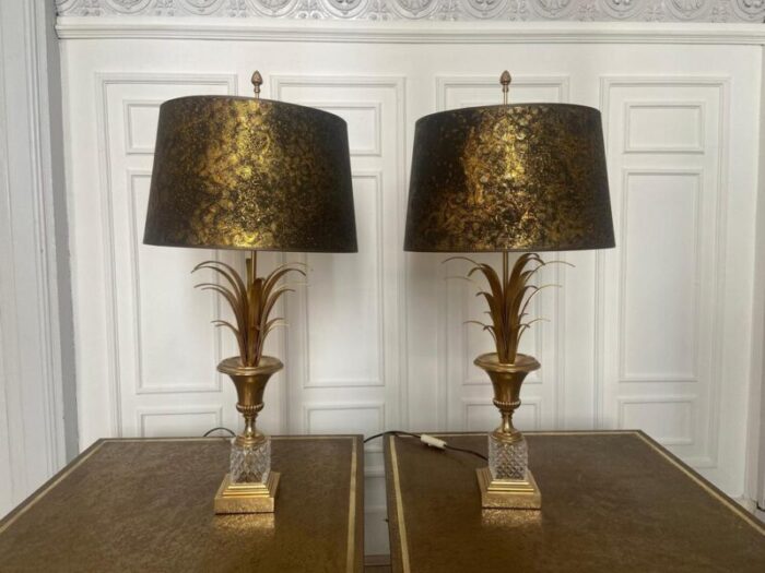 palm tree and pineapple lamps from boulanger belgium 1970s set of 2 8395