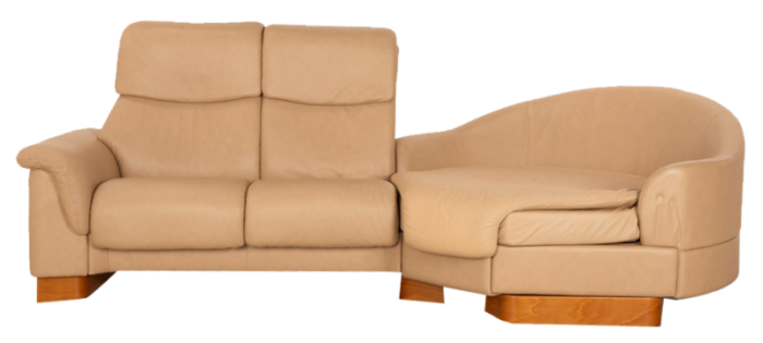 paradise leather three seater beige sofa from stressless 3682