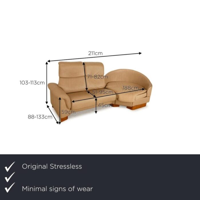 paradise leather three seater beige sofa from stressless 9585