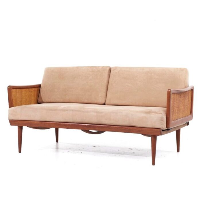 peter hvidt and orla molgaard nielsen mid century teak and cane daybed 4044