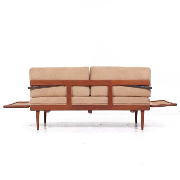 peter hvidt and orla molgaard nielsen mid century teak and cane daybed 6114