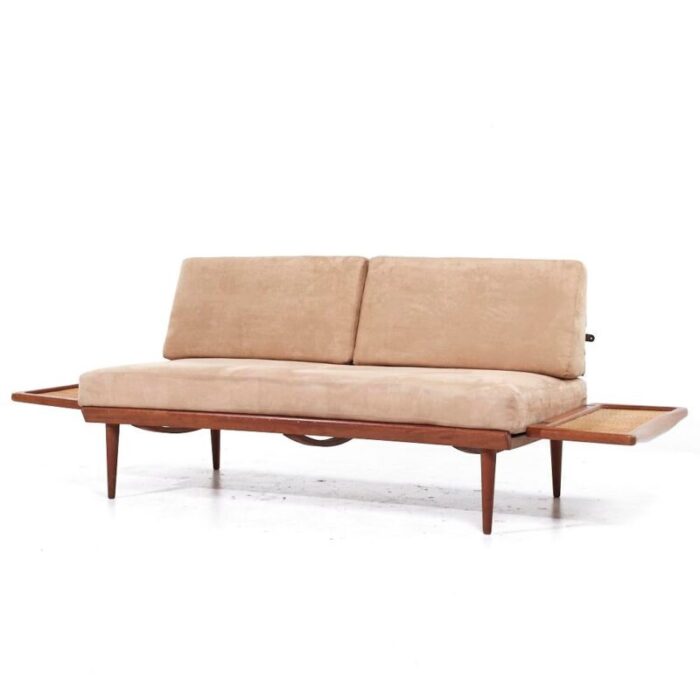 peter hvidt and orla molgaard nielsen mid century teak and cane daybed 9119