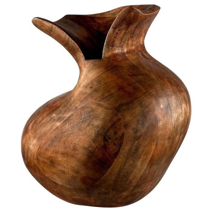 phytomorphic sculptural wooden vase italy 1960s 1