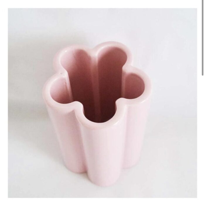 pink ceramic vase italy 1960s 1757