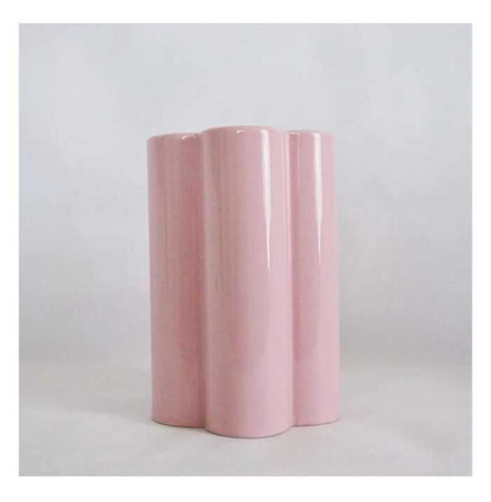 pink ceramic vase italy 1960s 8765