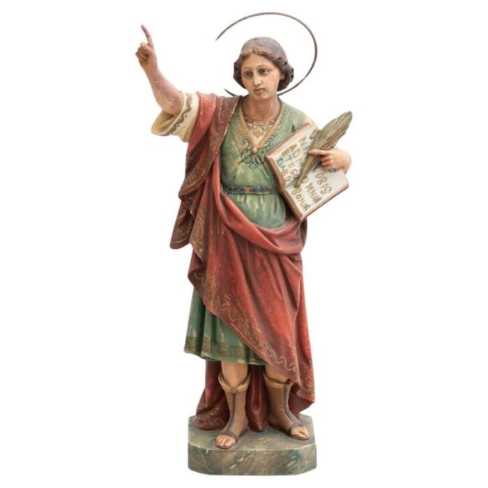 plaster hand painted traditional figure of a saint 1940s 1