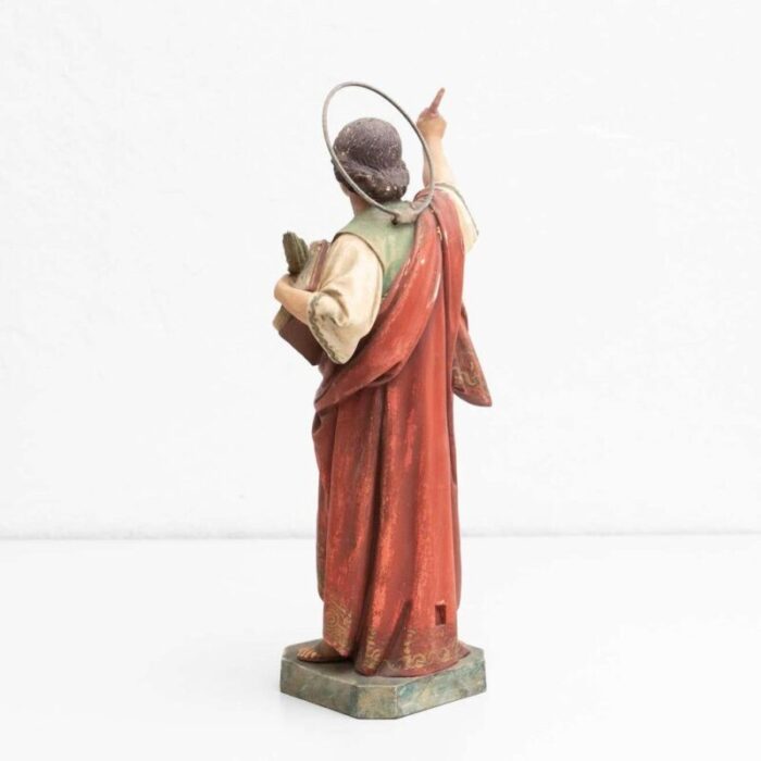 plaster hand painted traditional figure of a saint 1940s 10