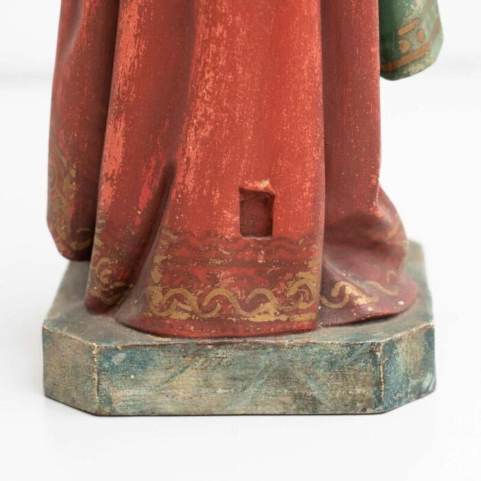 plaster hand painted traditional figure of a saint 1940s 12