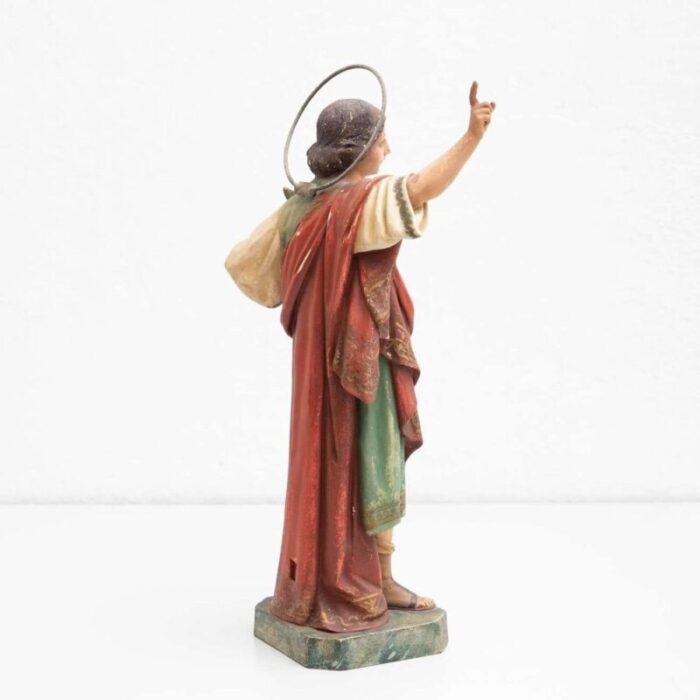 plaster hand painted traditional figure of a saint 1940s 13