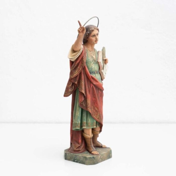 plaster hand painted traditional figure of a saint 1940s 8