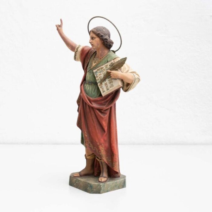 plaster hand painted traditional figure of a saint 1940s 9