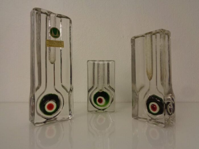 pop art glass vases by h duesterhaus for walther germany 1960s set of 3 1