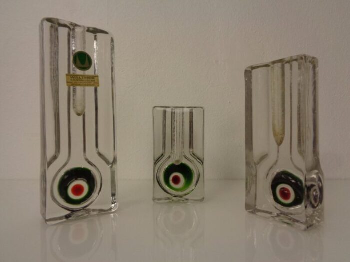 pop art glass vases by h duesterhaus for walther germany 1960s set of 3 2