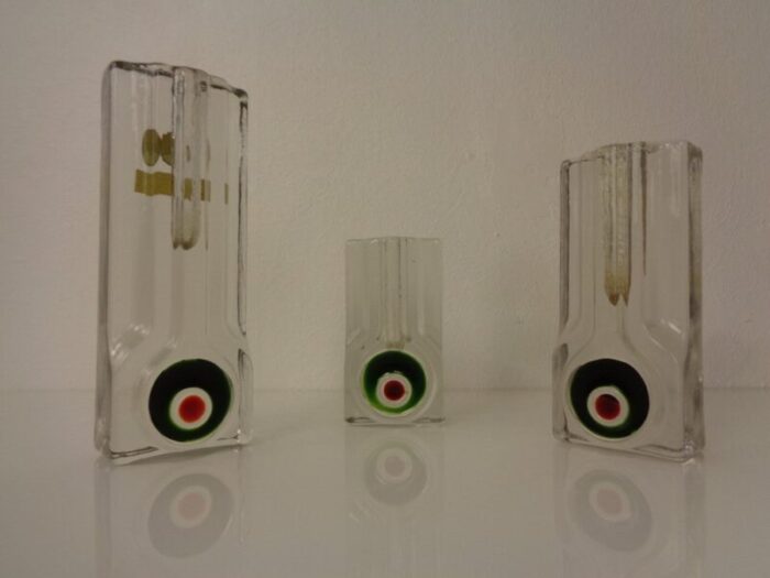 pop art glass vases by h duesterhaus for walther germany 1960s set of 3 3