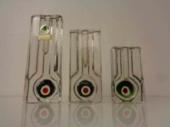 pop art glass vases by h duesterhaus for walther germany 1960s set of 3 4