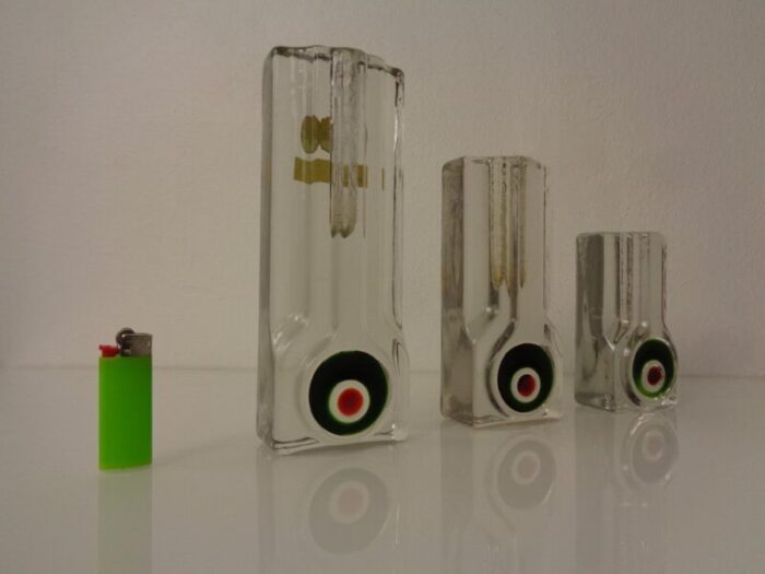 pop art glass vases by h duesterhaus for walther germany 1960s set of 3 5