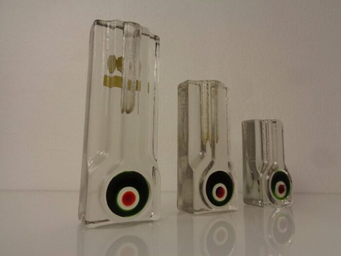 pop art glass vases by h duesterhaus for walther germany 1960s set of 3 6