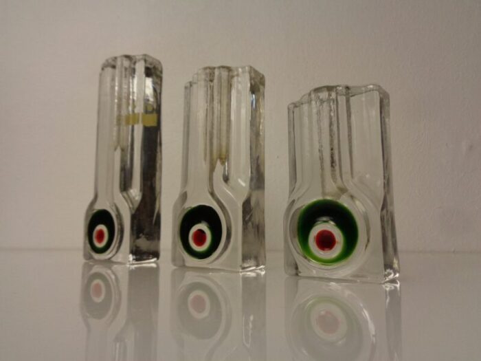 pop art glass vases by h duesterhaus for walther germany 1960s set of 3 7