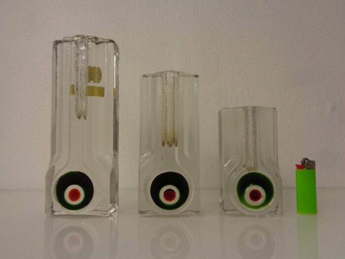 pop art glass vases by h duesterhaus for walther germany 1960s set of 3 8