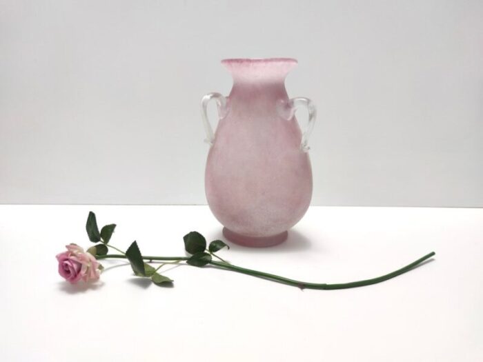 postmodern pink scavo glass vase attributed to gino cenedese italy 1970s 3