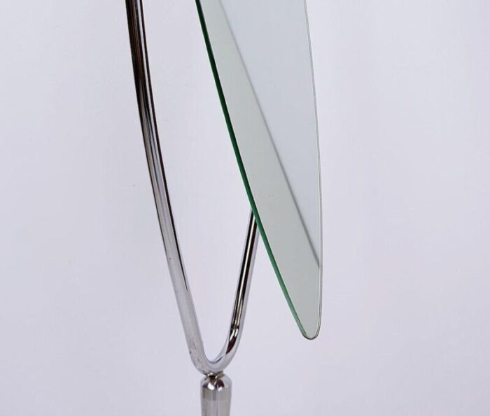 psyche mirror in chrome and wood 1970s 0574