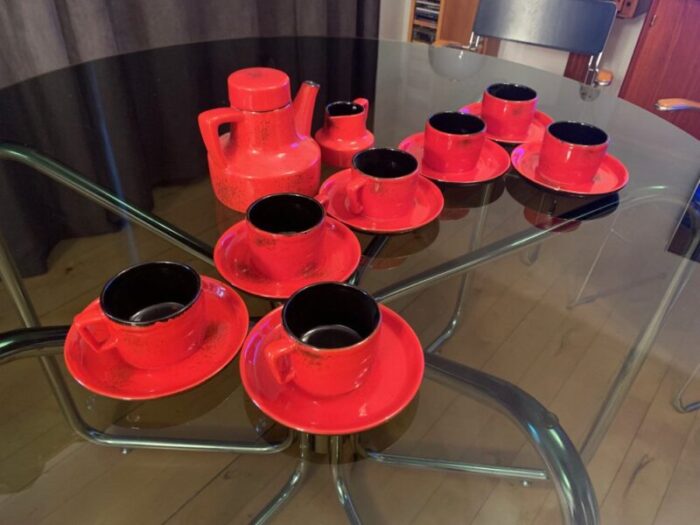 pv coffee set in the style of bitossi italy 1970s set of 14 1