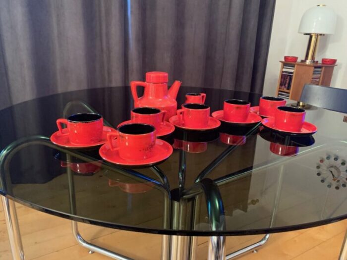 pv coffee set in the style of bitossi italy 1970s set of 14 3