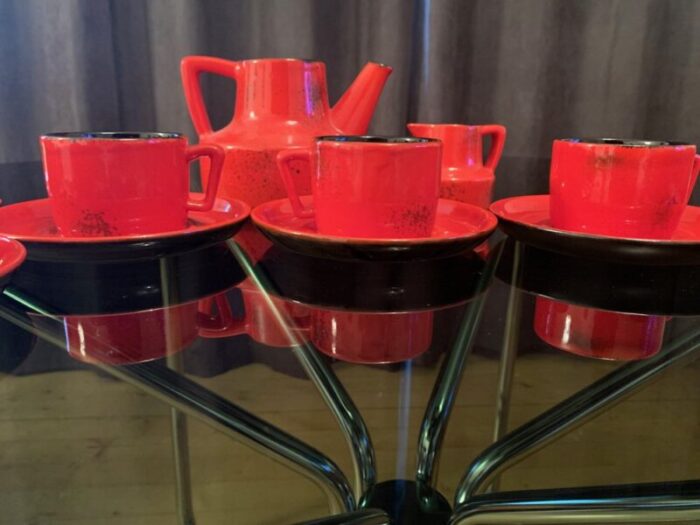 pv coffee set in the style of bitossi italy 1970s set of 14 5