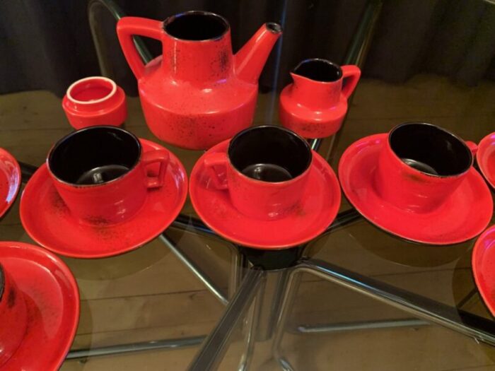 pv coffee set in the style of bitossi italy 1970s set of 14 8