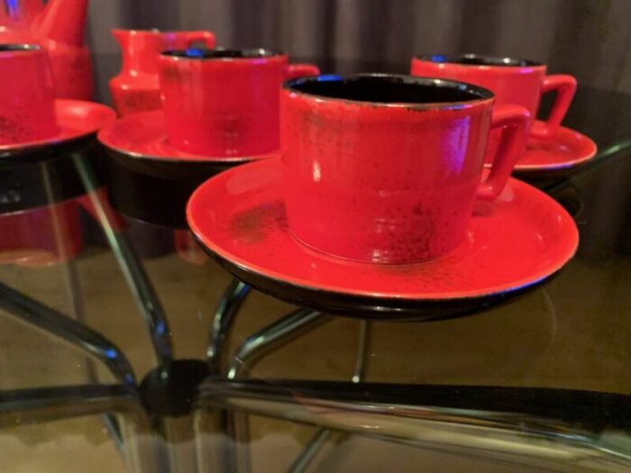 pv coffee set in the style of bitossi italy 1970s set of 14 9