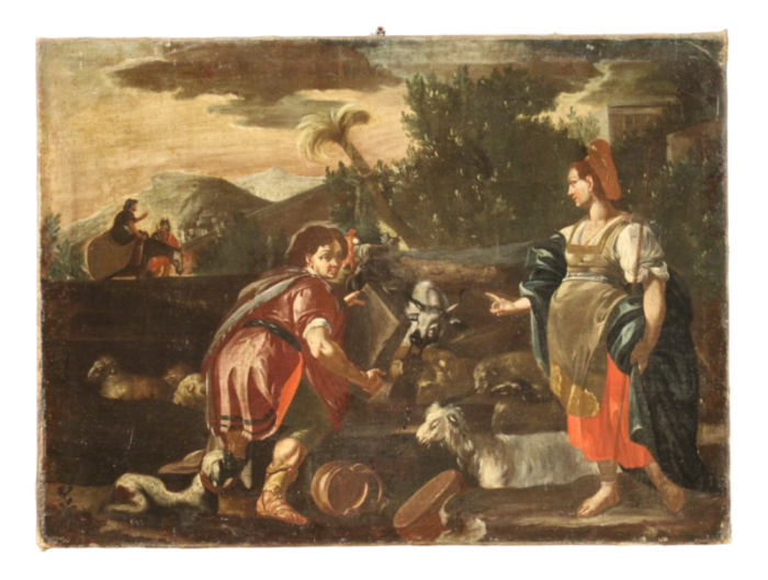 rachel and jacob at the well 1720 oil on canvas framed 6960