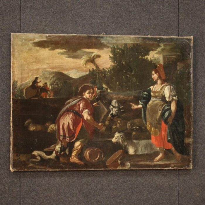 rachel and jacob at the well 1720 oil on canvas framed 8664