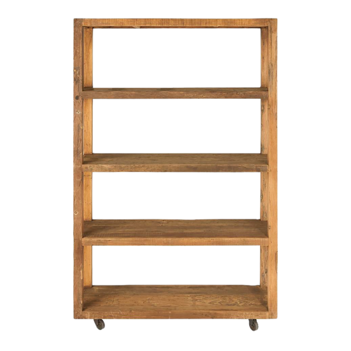 reclamed wood etagere on casters 5131