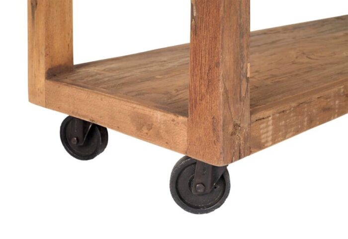 reclamed wood etagere on casters 8625