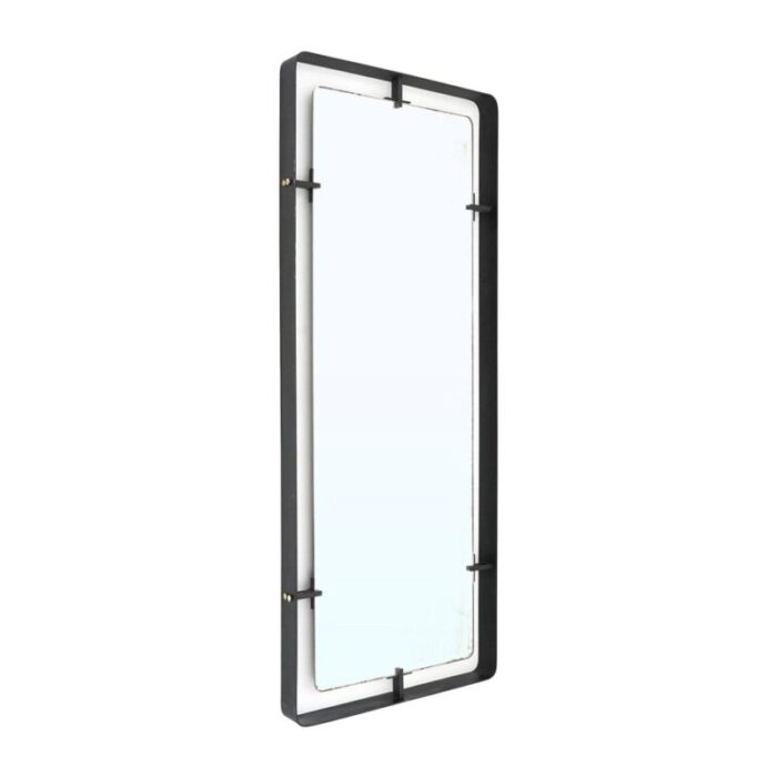 rectangular mirror with black metal frame by santambrogio e de berti 1950s 1