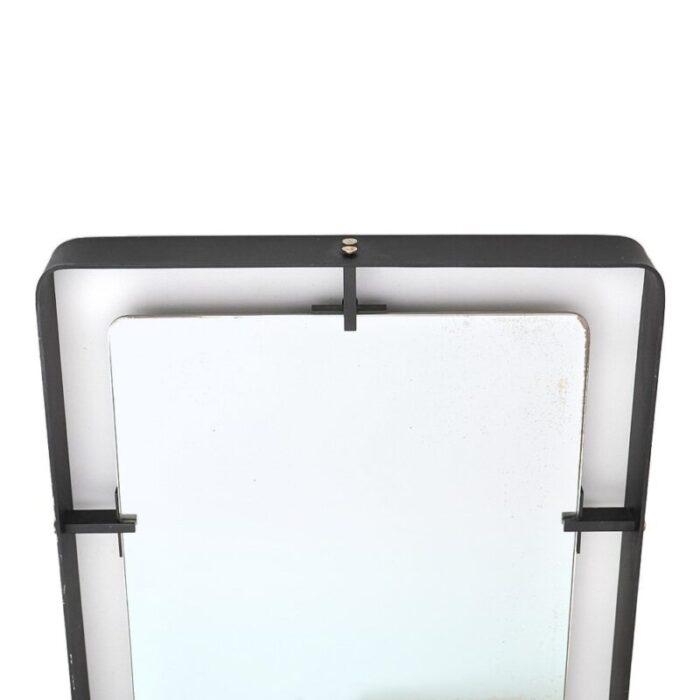 rectangular mirror with black metal frame by santambrogio e de berti 1950s 11