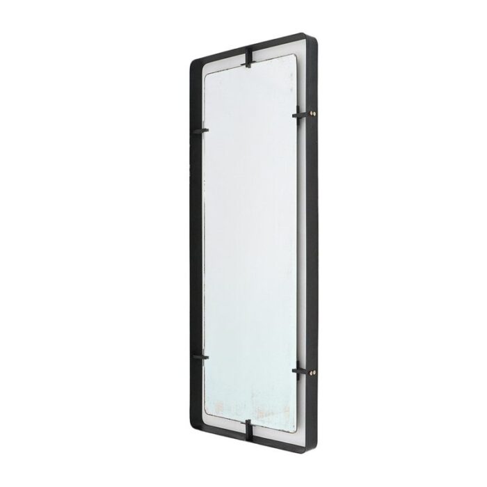 rectangular mirror with black metal frame by santambrogio e de berti 1950s 3