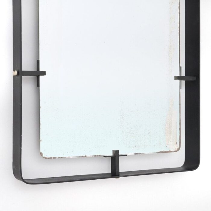 rectangular mirror with black metal frame by santambrogio e de berti 1950s 7