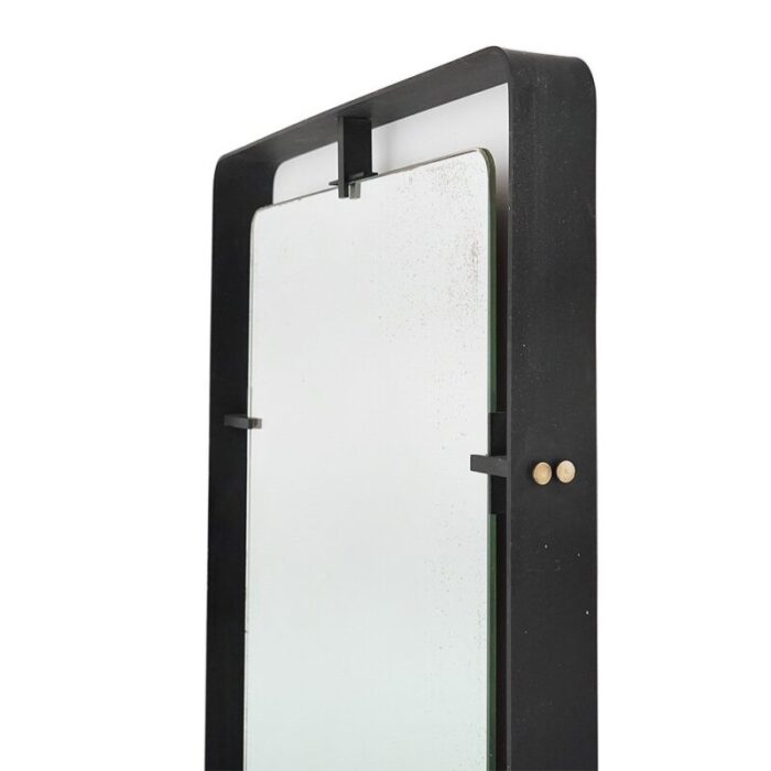 rectangular mirror with black metal frame by santambrogio e de berti 1950s 8