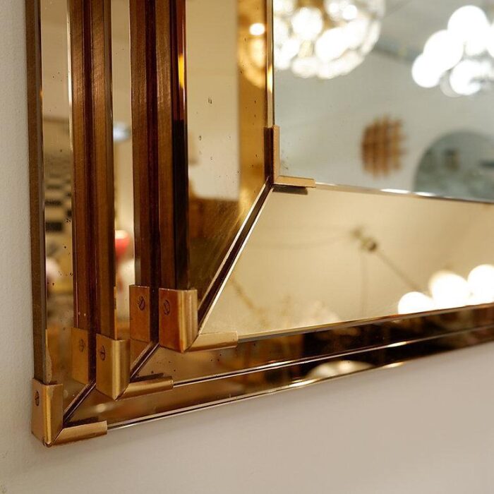 rectangular mirror with pink parclose attributed to jacques adnet 1935 0329