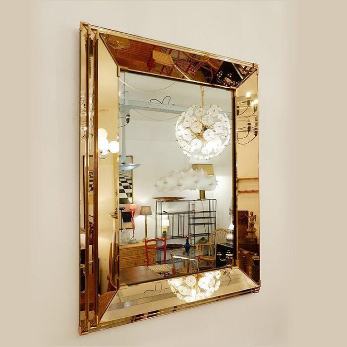 rectangular mirror with pink parclose attributed to jacques adnet 1935 6135