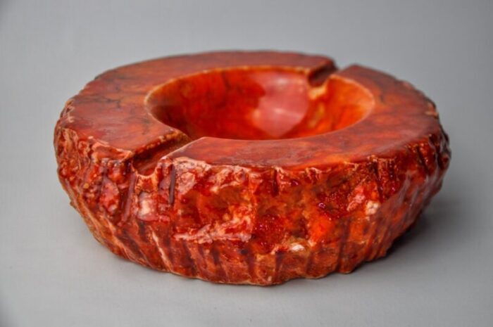 red alabaster ashtray by romano bianchi italy 1970s 1