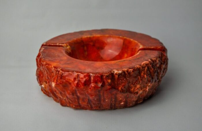 red alabaster ashtray by romano bianchi italy 1970s 3