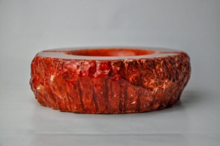 red alabaster ashtray by romano bianchi italy 1970s 4