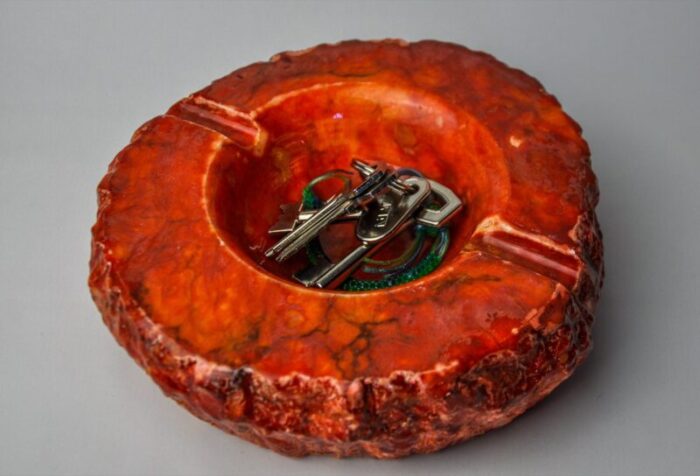 red alabaster ashtray by romano bianchi italy 1970s 6