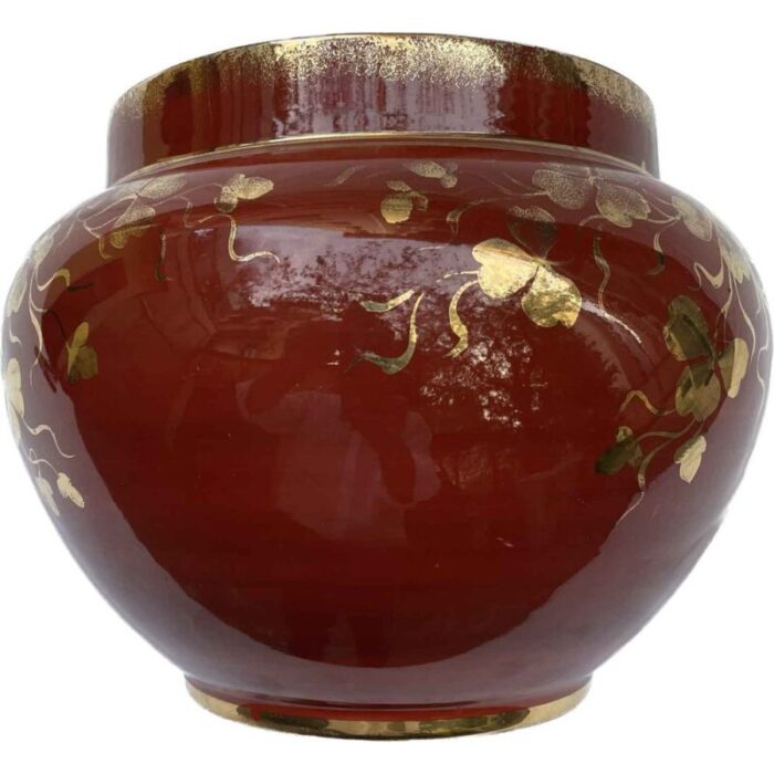 red and gold vase in verbanum stone by guido andlovitz sci laveno 1930s 2