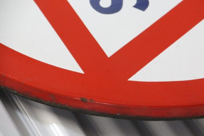 red and white enamel metal stop traffic sign 1965 7