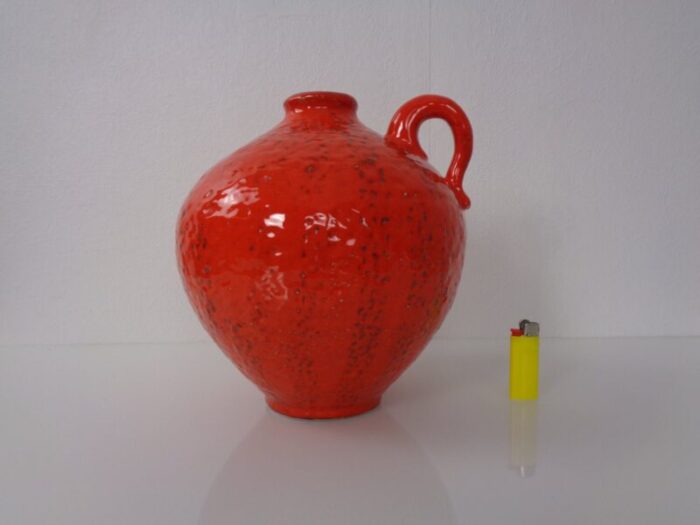 red ceramic vase by heinz siery for carstens 1960s 2